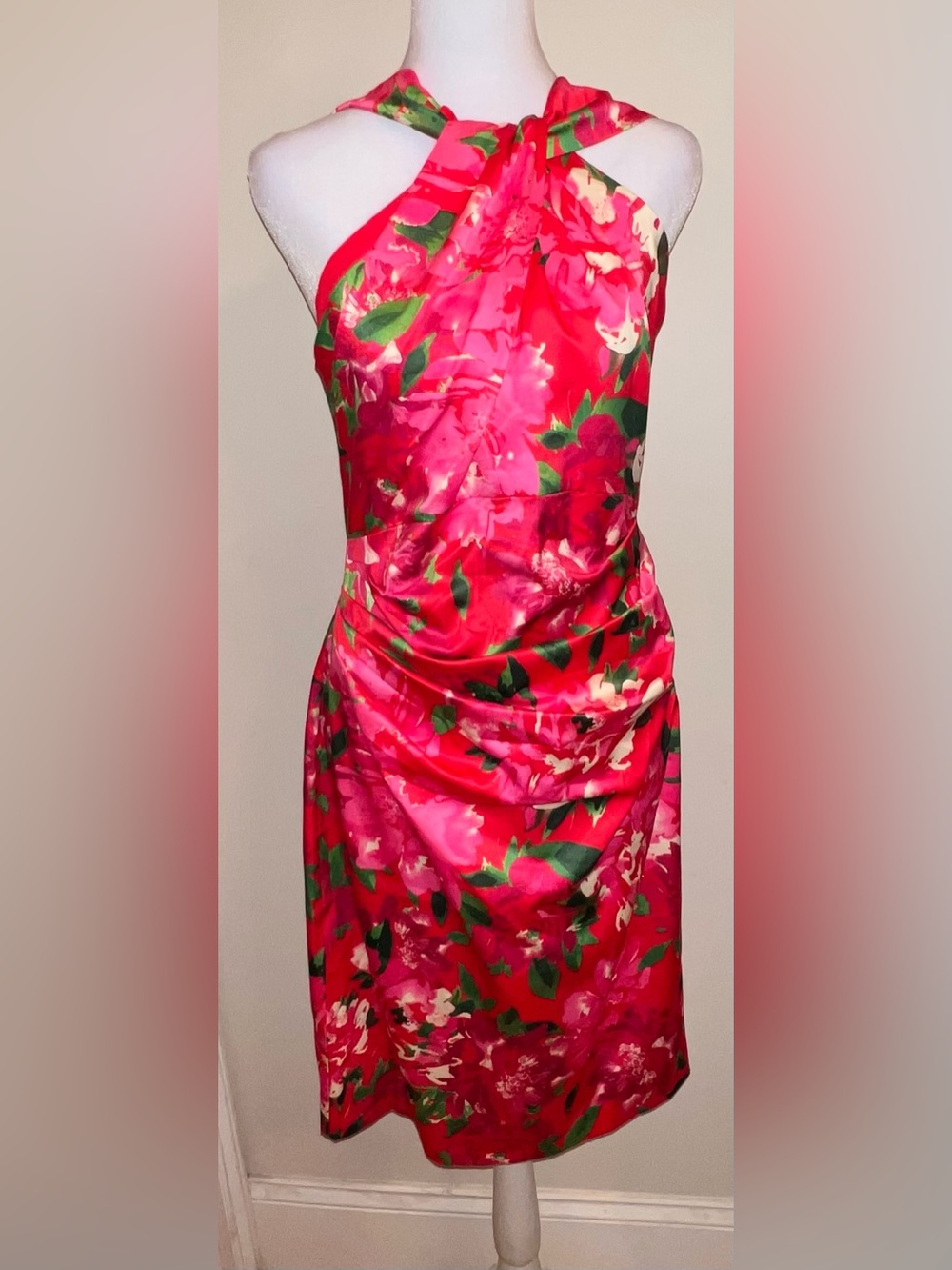 Eliza J Floral Halter Neck Sheath Dress.NWT. Size: 12. Retail:$168. Asking:$110.